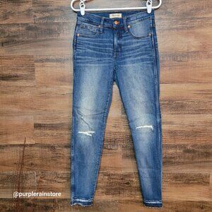 Madewell Jeans 28 Skinny 9" High Rise York Wash K1868 Tummy Control Raw Hem